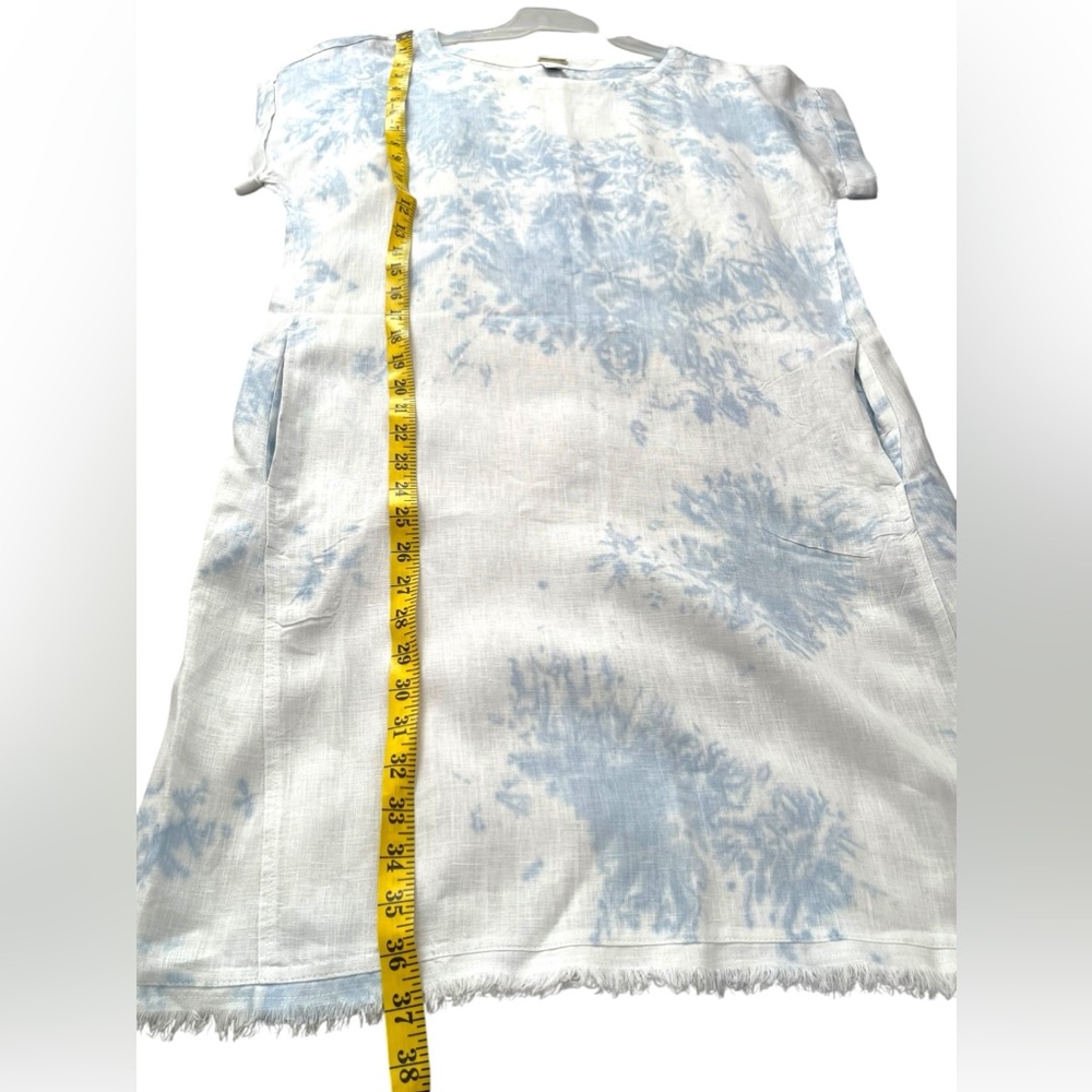 MAGASCHONI CLOUDY DAY TIE DYE 100%LINEN Blue White Dress Size S - Picture 9 of 10